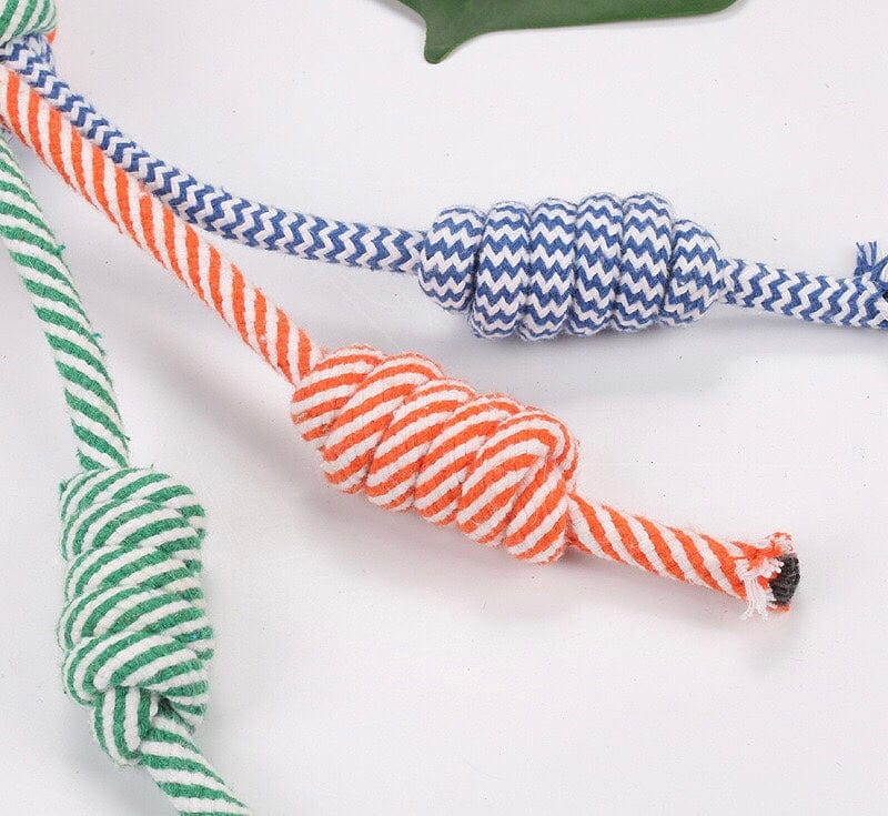 KUTKUT Crazy Three Braded Rope Pet Toy | Rope Ball Dog Toy Pet Teeth Cleaning Toy | Dog Chewing Teething Ropes for Small Medium Large Dogs (Weight: 150gm) - kutkutstyle