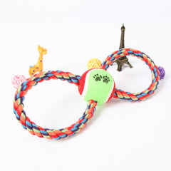 KUTKUT Buckle-Down Dog Toy Rope Tennis Ball, 8-Shaped Durable Dog Training Toy for Medium Dogs (Size: 28cm, Weight 150gm) - kutkutstyle