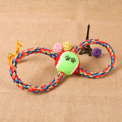 KUTKUT Buckle-Down Dog Toy Rope Tennis Ball, 8-Shaped Durable Dog Training Toy for Medium Dogs (Size: 28cm, Weight 150gm) - kutkutstyle