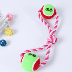 KUTKUT Tuggaball Double Tennis Ball Single Knot Dog Toy | Double Ball with Rope Dogs Toy (Size: 38 m, Weight 200gm) - kutkutstyle