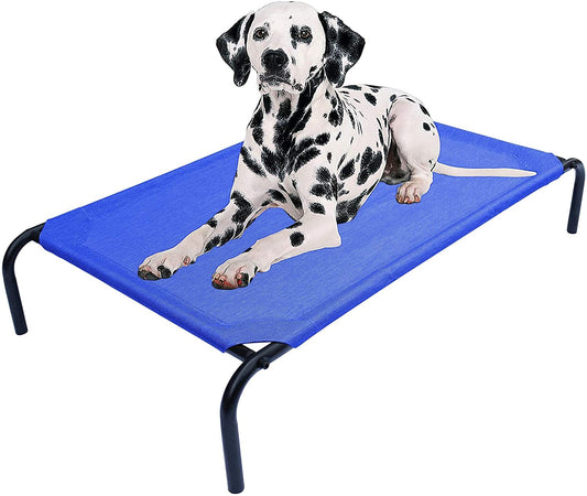 KUTKUT Cooling Elevated Dog Bed | Portable Durable Metal Frame Raised Cot with Washable & Breathable Teslin Recyclable Mesh, Indoor Outdoor Pet Bed for Small, Medium & Large Dogs - kutkutstyl