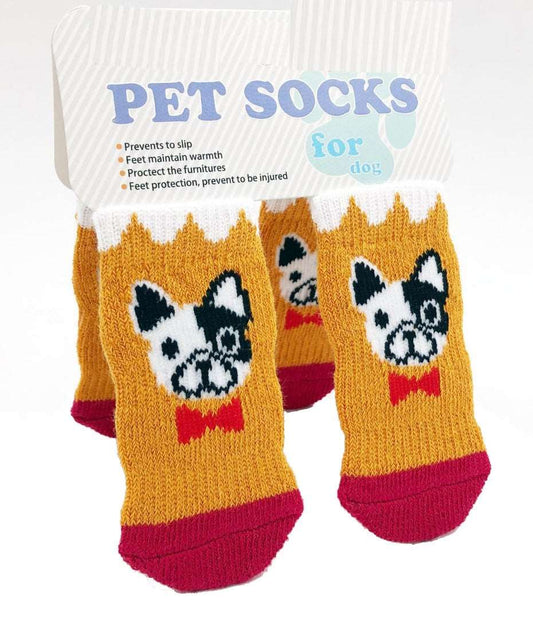 2 Pairs Pet Dog Winter Anti-slip Socks Small Cat Dogs Knit Warm Socks  Chihuahua Thick Paw Protector Dog Socks Booties Accessories