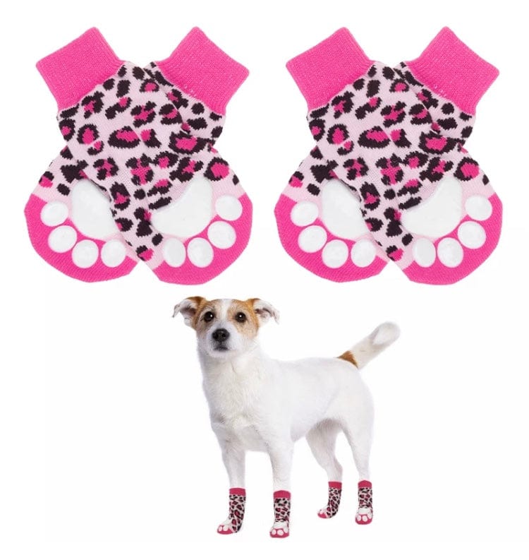 Non-Slip Dog Socks Pet Puppy Knitted Shoes Paw Print for Small Medium Dogs  Black
