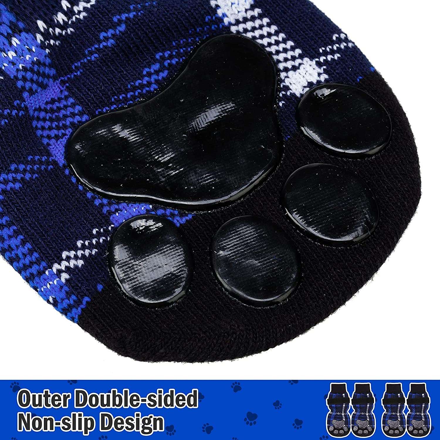 KUTKUT Anti-Slip Knit Socks for Medium, Large Dogs | Traction Control Non-Slip Pet Paw Protectors with Grips for Big Dogs | Better Control on Hardwood Floor Paw Protector - kutkutstyle