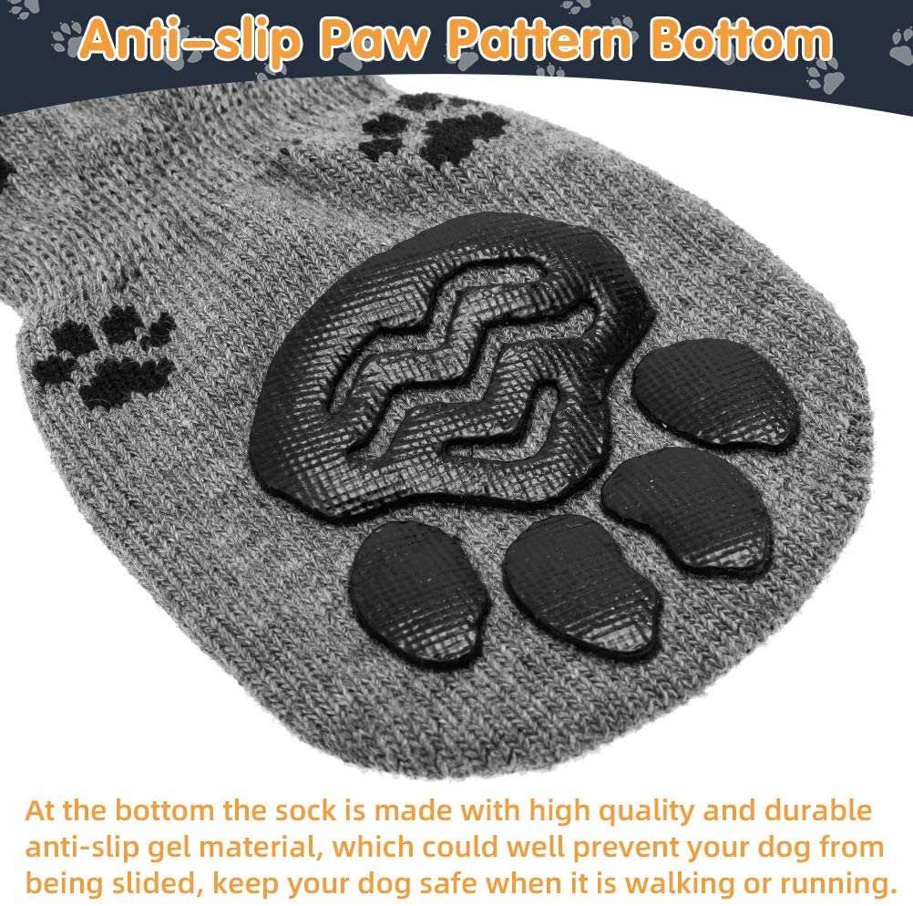 KUTKUT Anti-Slip Knit Socks for Medium & Large Dogs | Traction Control Non-Slip Pet Paw Protectors with Grips for Big Dogs | Soft Comfortable, Better Control on Hardwood Floor - kutkutstyle