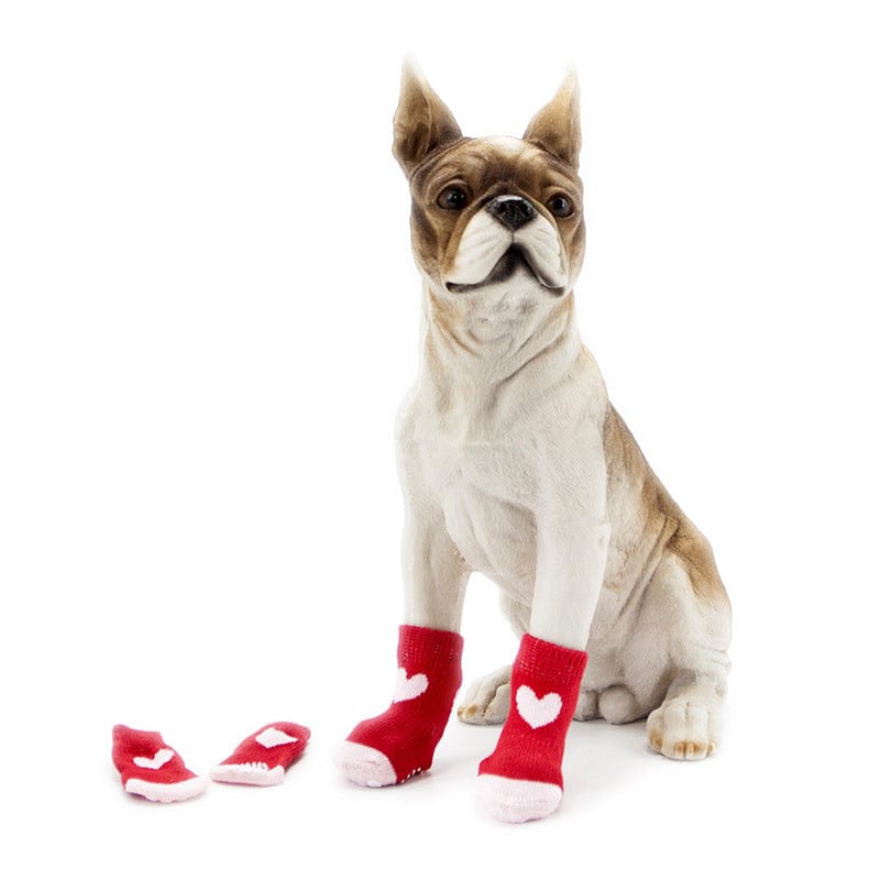 KUTKUT Anti-Slip New Born Puppy Paw Protector Socks | Small Puppy Socks with Paw Patterns and 4 Pieces Adjustable Straps | Small Breed Puppy Socks For Indoor / Outdoor Wear - kutkutstyle