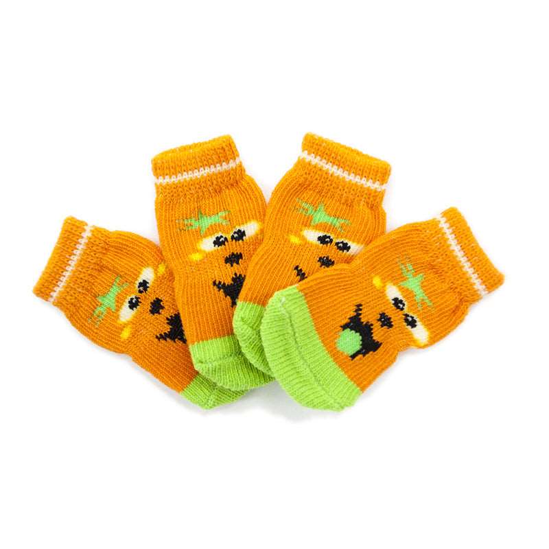 KUTKUT Anti-Slip New Born Puppy Paw Protector Socks | Small Puppy Socks with Paw Patterns and 4 Pieces Adjustable Straps | Small Breed Puppy Socks For Indoor / Outdoor Wear - kutkutstyle