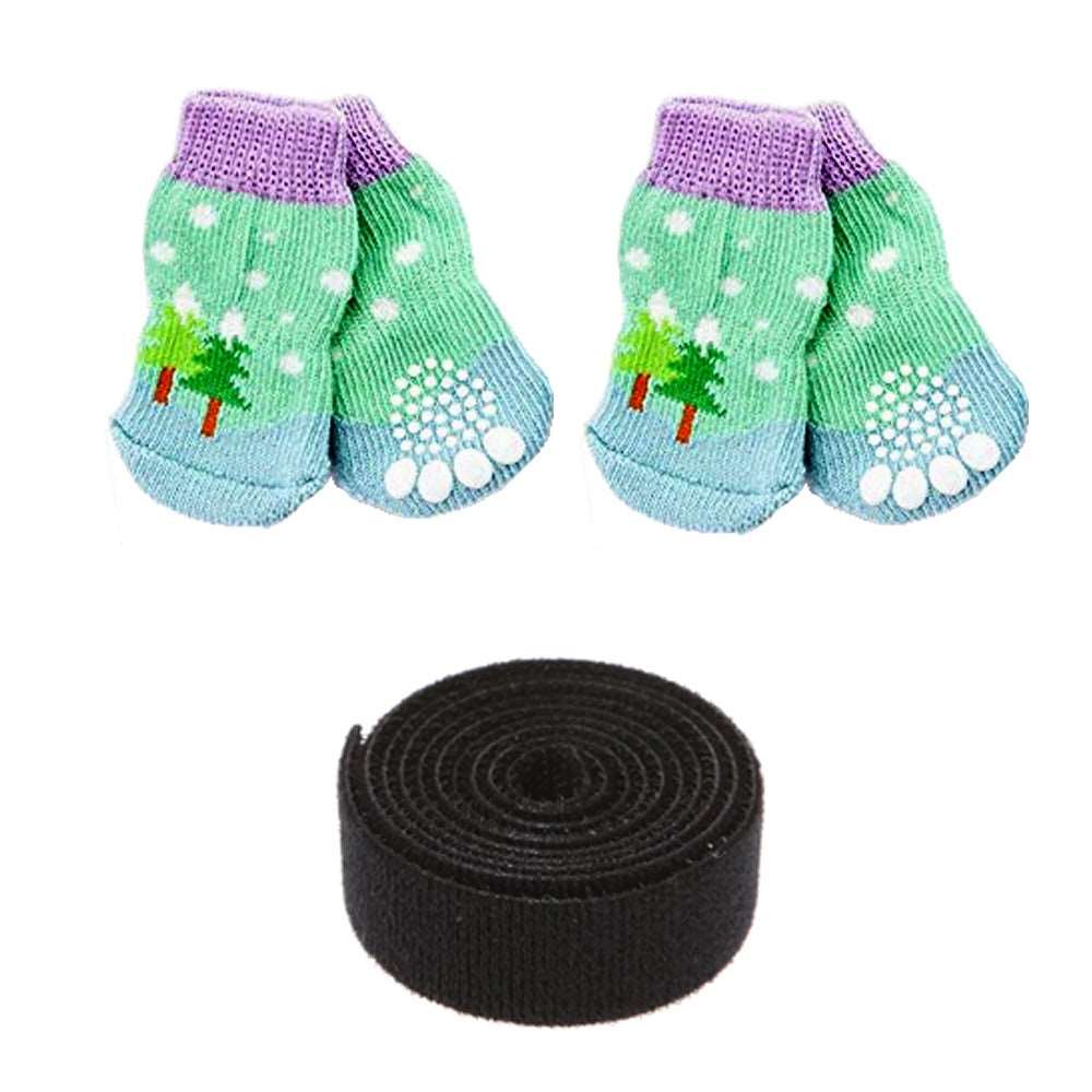 KUTKUT Anti-Slip New Born Puppy Paw Protector Socks | Small Puppy Socks with Paw Patterns and 4 Pieces Adjustable Straps | Small Breed Puppy Socks For Indoor / Outdoor Wear-Socks-kutkutstyle