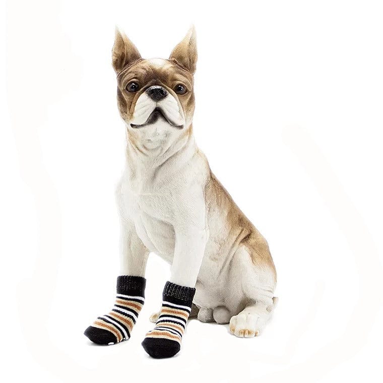 KUTKUT Anti-Slip Small Breed Dog Socks with Paw Pattern | Pet Paw Protector Puppy Socks with 4 Pieces Adjustable Straps | Socks for Shishtzu, Maltese, Chihuahua etc - kutkutstyle