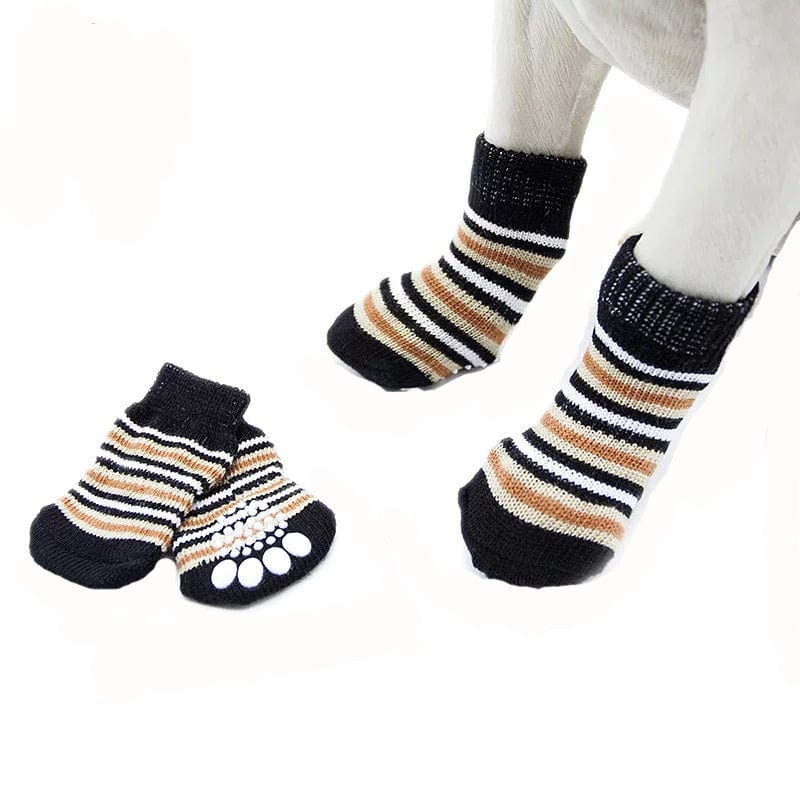 KUTKUT Anti-Slip Small Breed Dog Socks with Paw Pattern | Pet Paw Protector Puppy Socks with 4 Pieces Adjustable Straps | Socks for Shishtzu, Maltese, Chihuahua etc - kutkutstyle