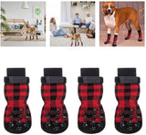 KUTKUT Checkered Pattern Double Sided Anti-Slip Knit Socks for Medium Big Dogs | Traction Control Non-Slip Pet Paw Protectors with Grips For Large Dogs | Better Control on Hardwood Floor - ku