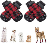 KUTKUT Checkered Pattern Double Sided Anti-Slip Knit Socks for Medium Big Dogs | Traction Control Non-Slip Pet Paw Protectors with Grips For Large Dogs | Better Control on Hardwood Floor - ku