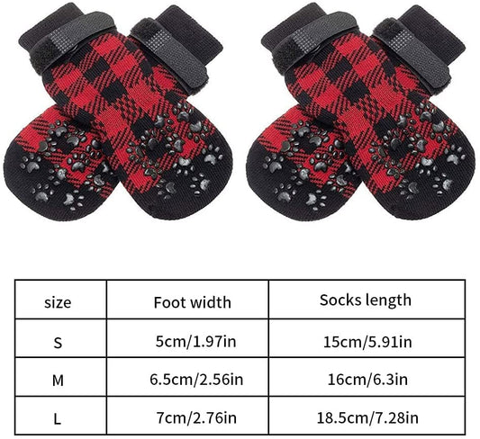 KUTKUT Checkered Pattern Double Sided Anti-Slip Knit Socks for Medium Big Dogs | Traction Control Non-Slip Pet Paw Protectors with Grips For Large Dogs | Better Control on Hardwood Floor - ku