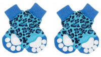 KUTKUT Dog Socks to Prevent Licking for Hardwood Floors - Leapord Pattern Socks for Small Medium Dogs - Double Side Grips Traction Control Non Skid Anti Slip Socks for Dogs - kutkutstyle