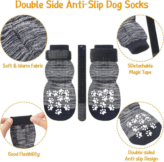4 PCS Anti Slip Dog Socks, Dog Claw Socks, Pet Paw Protector Dog