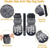 KUTKUT Double Side Anti-Slip Dog Socks 8Pcs - Adjustable Pet Paw Protector with Strap, Traction Control Non-Skid for Indoor on Hardwood Floor Wear, Paw Protection for Small Medium Dogs - kutk