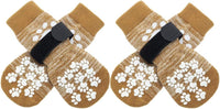 KUTKUT Double Side Anti-Slip Dog Socks with Adjustable Straps - Warm Strong Traction Control for Indoor on Hardwood Floor Wear Soft and Comfortable Paw Protector for Small Medium Dogs - kutku
