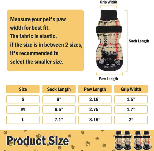KUTKUT Double Sided Anti-Skid Knit Socks for Medium, Large Dogs | Traction Control Non-Slip Pet Paw Protectors with Grips For Big Dogs | Better Control on Hardwood Floor Paw Protector - kutku