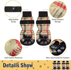 KUTKUT Double Sided Anti-Skid Knit Socks for Medium, Large Dogs | Traction Control Non-Slip Pet Paw Protectors with Grips For Big Dogs | Better Control on Hardwood Floor Paw Protector - kutku
