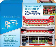 EZYHOME Spicy Shelf - Expandable Spice Rack & Stackable Cabinet & Pantry Organizer Spice Rack Organizer for Cabinet, Kitchen Pantry Spices Storage Rack for Cabinets Organization (1 Set of 2 s