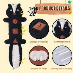 KUTKUT Treat Dispensing Dog Toys, No Stuffing Crinkle Dual Squeeky Interactive Dog Toys, Funny Dog Toys for Small Medium Dogs - Skunk - kutkutstyle