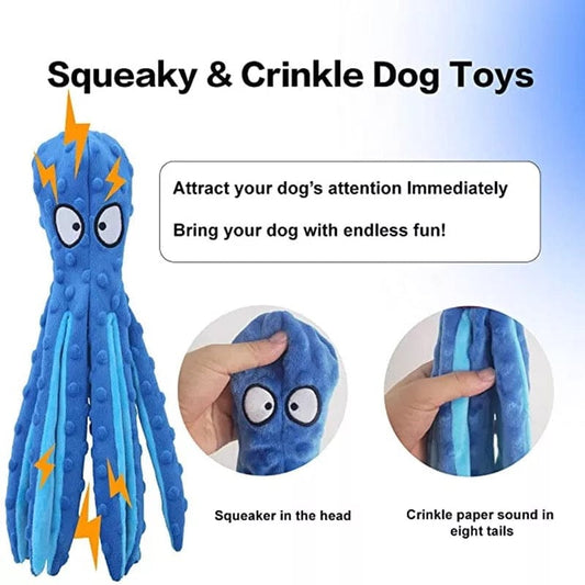 KUTKUT No Stuffing Crinkle Plush Squeaky Dog Toy for Puppy Teething Chew Toys, Durable for Interactive Dog Chew Toys, Fit for Small & Medium Dogs - kutkutstyle