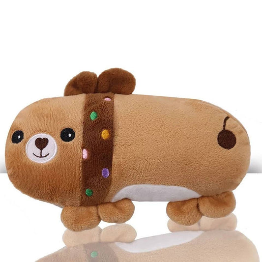 KUTKUT Cute Pet Dog Cat Plush Squeak Sound Dog Toys Funny Fleece Durability Chew Molar Toy Fit for All Pets (Brown) - kutkutstyle