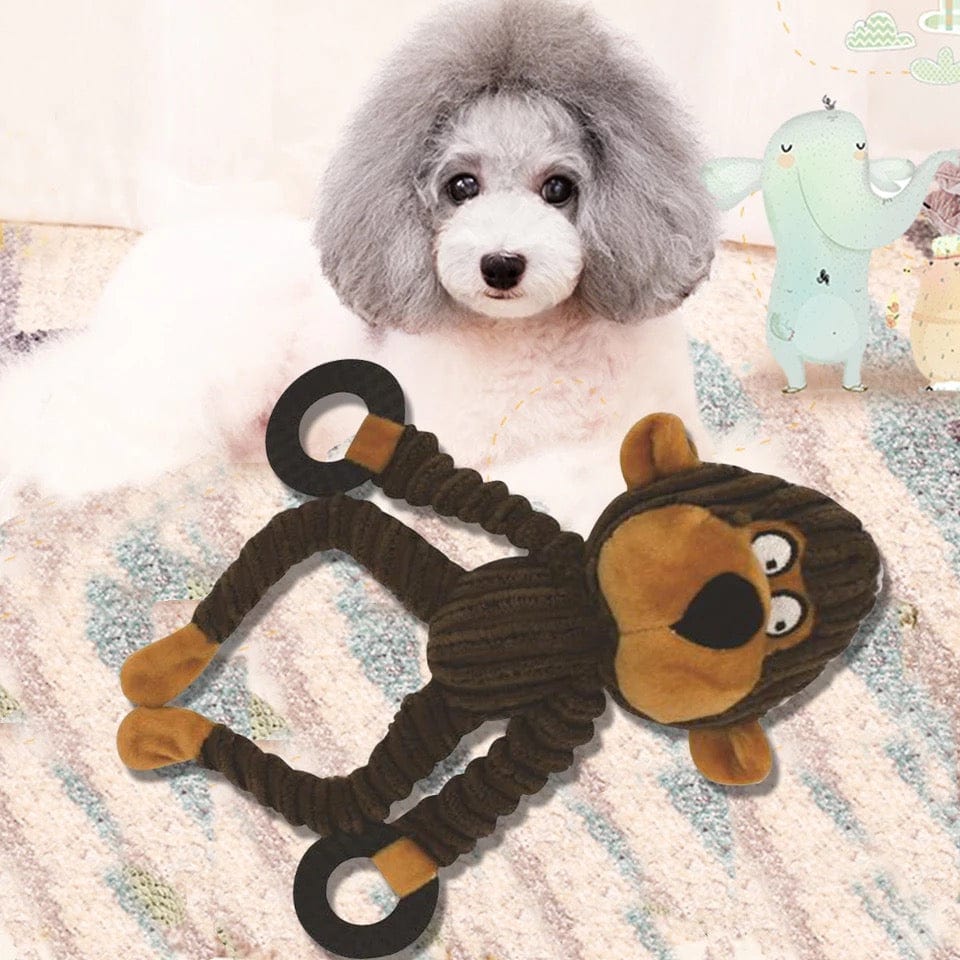 KUTKUT Stuffed Dog Toys for Puppies Squeaky Toy Funny Interactive Monkey Dog Toy for Small Medium Dogs - kutkutstyle