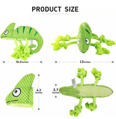 KUTKUT 2022 Plush Dog Squeaky Toys, Durable Rope Dog Chew Toys for Puppy Small Medium Breed Teeth Cleaning, Interactive Stuffed Animals Toys- Cute Chameleon - kutkutstyle