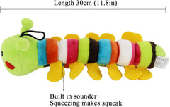 KUTKUT Dog Squeaky Toy Stuffed Caterpillar Pet Squeaky Toys Plush Chewing Squeaky Caterpillar Pet Toy for Dog/Cat - kutkutstyle