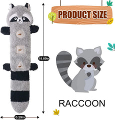 KUTKUT Treat Dispensing Dog Toys, No Stuffing Crinkle Double Squeeky Interactive Dog Toys, Funny Dog Toys for Small & Medium Dogs (Raccoon) - kutkutstyle