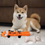 KUTKUT Treat Dispensing Dog Toys, No Stuffing Crinkle Dual Squeeky Interactive Dog Toys, Funny Dog Toys for Small Medium Dogs (Fox) - kutkutstyle