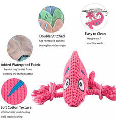 KUTKUT 2022 Newewst Plush Dog Squeaky Toys, Durable Rope Dog Chew Toys for Puppy Small Medium Breed Teeth Cleaning, Interactive Stuffed Animals Toys- Cute Chameleon - kutkutstyle