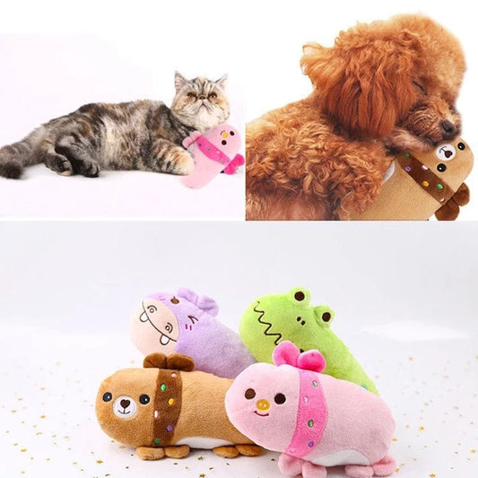 KUTKUT Cute Pet Dog Cat Plush Squeak Sound Dog Toy Funny Fleece Durability Chew Molar Toy Fit for All Pets (Pigy) - kutkutstyle