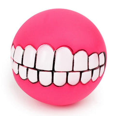 KUTKUT Funny Dog Teeth Ball for Dogs, Fun Pet Toy with Human Smile Design and Squeaker, Nontoxic for Puppy Small Medium Or Large Doggies Tooth Chew Toy, Squeaky Dog Ball Smiling Dog Ball - ku