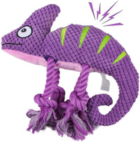 KUTKUT 2022 Style Plush Dog Squeaky Toys, Durable Rope Dog Chew Toys for Puppy Small Medium Breed Teeth Cleaning, Interactive Stuffed Animals Toys- Cute Chameleon - kutkutstyle