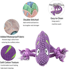 KUTKUT 2022 Style Plush Dog Squeaky Toys, Durable Rope Dog Chew Toys for Puppy Small Medium Breed Teeth Cleaning, Interactive Stuffed Animals Toys- Cute Chameleon - kutkutstyle
