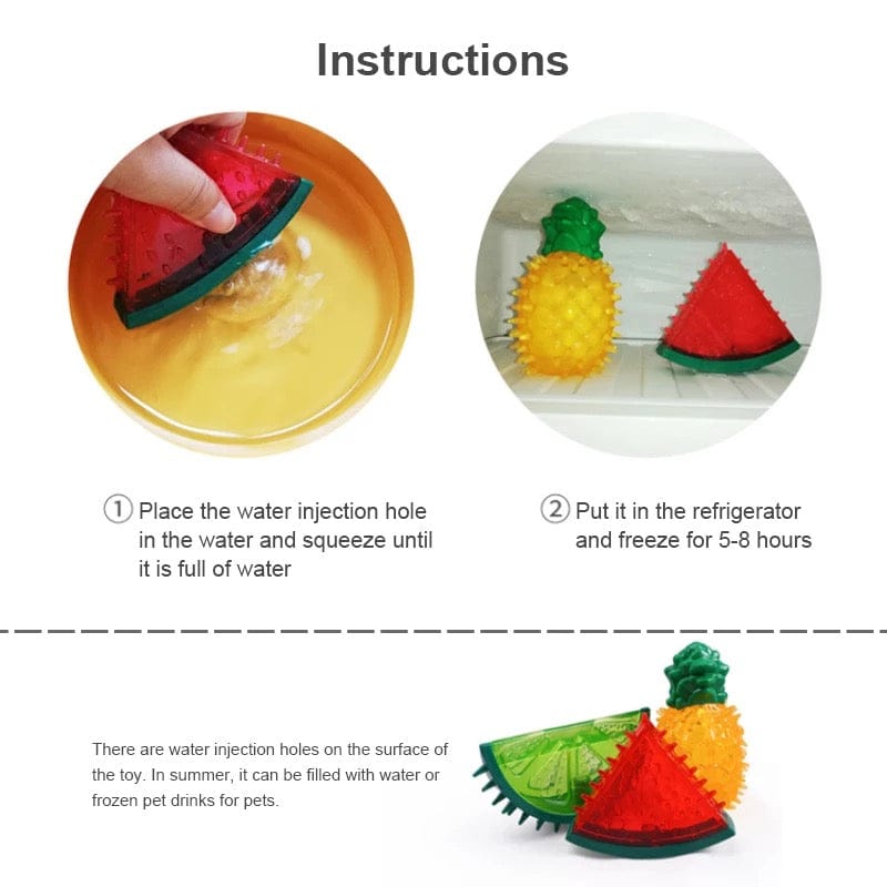 KUTKUT Freezable Pet Teether Cooling Chew Toy|Summer Fruit Watermelon Design Durable Bite-Resistant Dog Ice Chewing Toy for Dogs Teething Toy for Puppies (Size: 9 x10cm) - kutkutstyle
