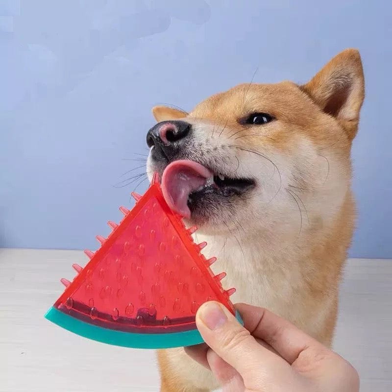KUTKUT Freezable Pet Teether Cooling Chew Toy|Summer Fruit Watermelon Design Durable Bite-Resistant Dog Ice Chewing Toy for Dogs Teething Toy for Puppies (Size: 9 x10cm) - kutkutstyle