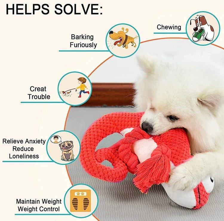 KUTKUT New Spot Squeak Sound Bite Resistant Pet Toy | Plush Cotton Rope Chameleon Dog Toys - kutkutstyle