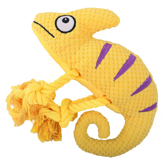 KUTKUT Durable Chameleon Lizard Shape Plush Cotton Squeaky Cotton Dog Toy for Teeth Cleaning - kutkutstyle