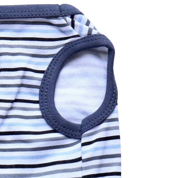 KUTKUT Drooling Stripe Print T-Shirt for Small Dogs | Breathable Cotton Sleeveless Shirt for ShishTzu, Maltese Poodle etc (Size: L, Chest Girth 45cm, Back Length 35cm) - kutkutstyle