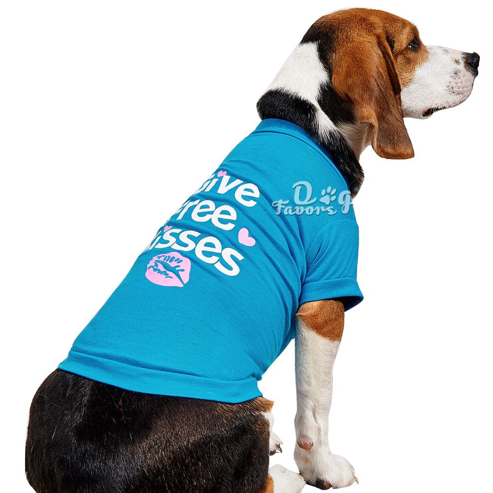 KUTKUT Small Dog & Cat T Shirt | Breathable I Gv Free Kisses Printed Half Sleeves Tee Shirt for Small Dogs Chihuahua, Yorkie Shih Tzu (Size: L, Chest Girth 46 cm, Back Length 36 cm) - kutkuts