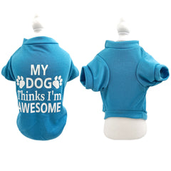 KUTKUT Small Dog & Cat T Shirt | Breathable I'm Awesome Printed Half Sleeves Tee Shirt for Small Dogs Chihuahua, Yorkie Shih Tzu (Blue, Size: L, Chest Girth 46 cm, Back Length 36 cm) - kutkut