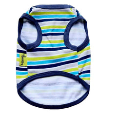 KUTKUT Drooling Stripe Print T-Shirt for Small Dogs & Cats | Breathable Cotton Sleeveless Shirt for ShishTzu, Maltese, Papillon,Toy Poodle etc (Size: L, Chest Girth 45cm, Back Length 35cm) - 