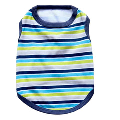 KUTKUT Drooling Stripe Print T-Shirt for Small Dogs & Cats | Breathable Cotton Sleeveless Shirt for ShishTzu, Maltese, Papillon,Toy Poodle etc (Size: L, Chest Girth 45cm, Back Length 35cm) - 