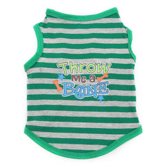 KUTKUT Stripe Print T-Shirt for Small Dogs & Cat | Breathable Cotton Sleeveless Shirt for ShishTzu, Maltese, Toy Poodle etc (Size: L, Chest Girth 45cm, Back Length 35cm) - kutkutstyle