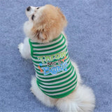 KUTKUT Stripe Print T-Shirt for Small Dogs & Cat | Breathable Cotton Sleeveless Shirt for ShishTzu, Maltese, Toy Poodle etc (Size: L, Chest Girth 45cm, Back Length 35cm) - kutkutstyle