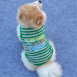 KUTKUT Stripe Print T-Shirt for Small Dogs & Cat | Breathable Cotton Sleeveless Shirt for ShishTzu, Maltese, Toy Poodle etc (Size: L, Chest Girth 45cm, Back Length 35cm) - kutkutstyle