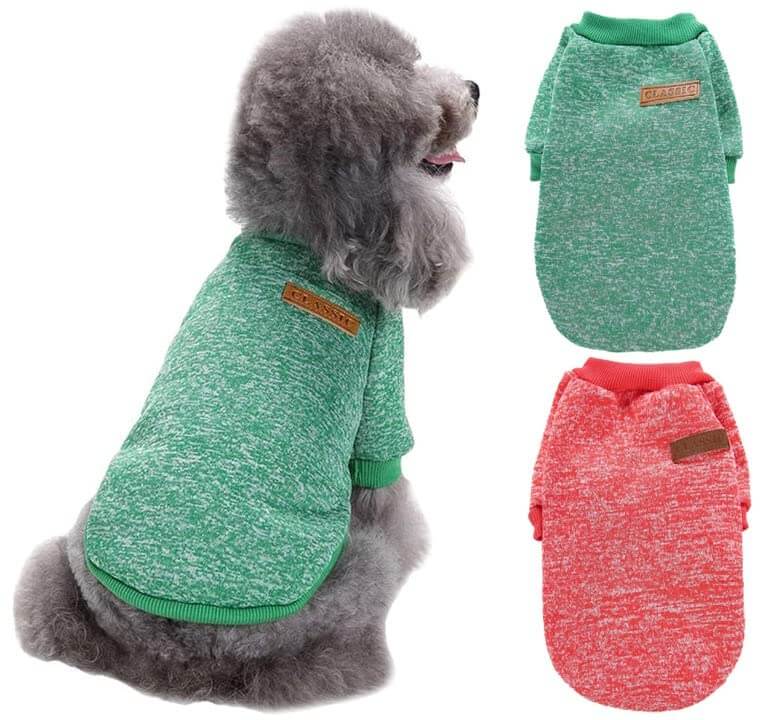 KUTKUT 2 Pack Small Dog Cat Warm Pullover - Pet Dog Classic Knitwear Sweater Soft Thickening Warm Pup Dogs Shirt Winter Puppy Kitten Sweater for Maltese, Shihtzu, Pekingese etc - kutkutstyle